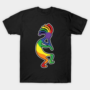 Fun, Whimsical Rainbow Pride Kokopelli Legend T-Shirt